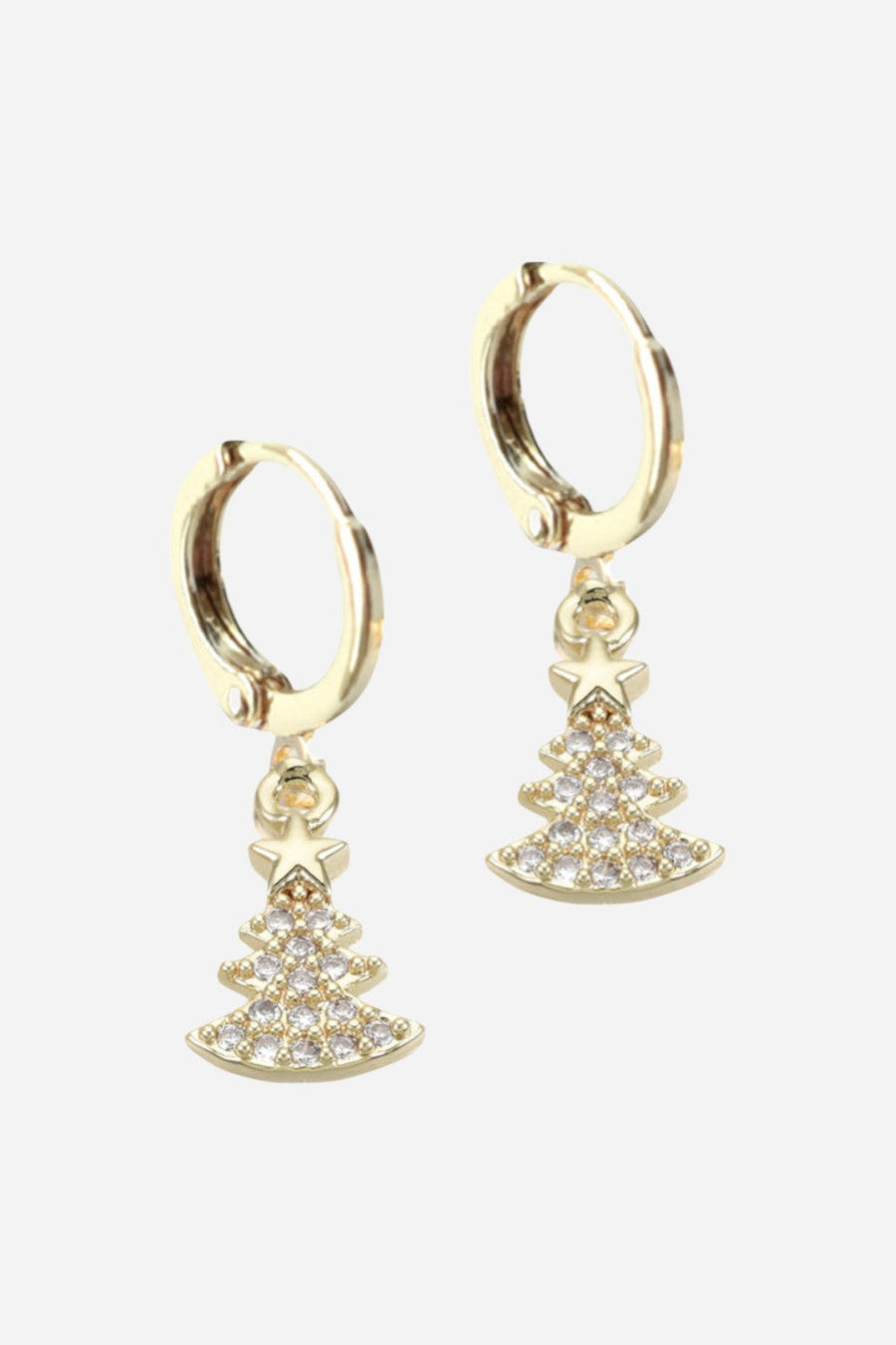Farrah B Spruced Up Christmas Tree Huggie Earrings – front view