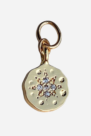 Farrah B Starburst Coin Charm in Gold – front view