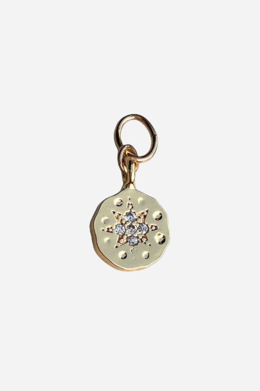 Farrah B Starburst Coin Charm in Gold – front view