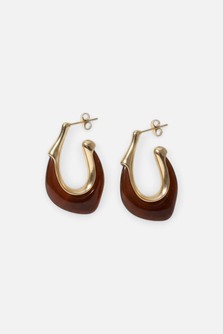 Farrah B Sugar Baby Hoop Earrings in Brown – front view