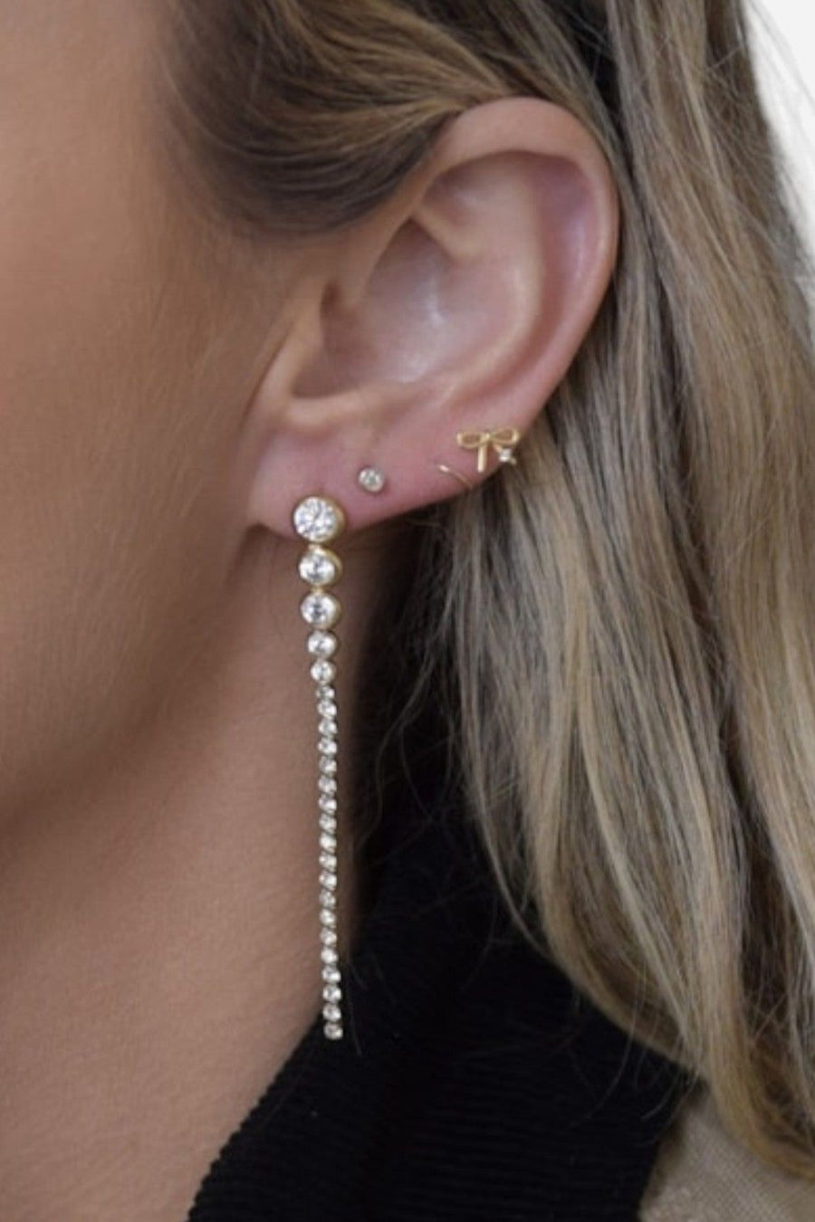 Farrah B Swept Away Earrings in Gold – back view