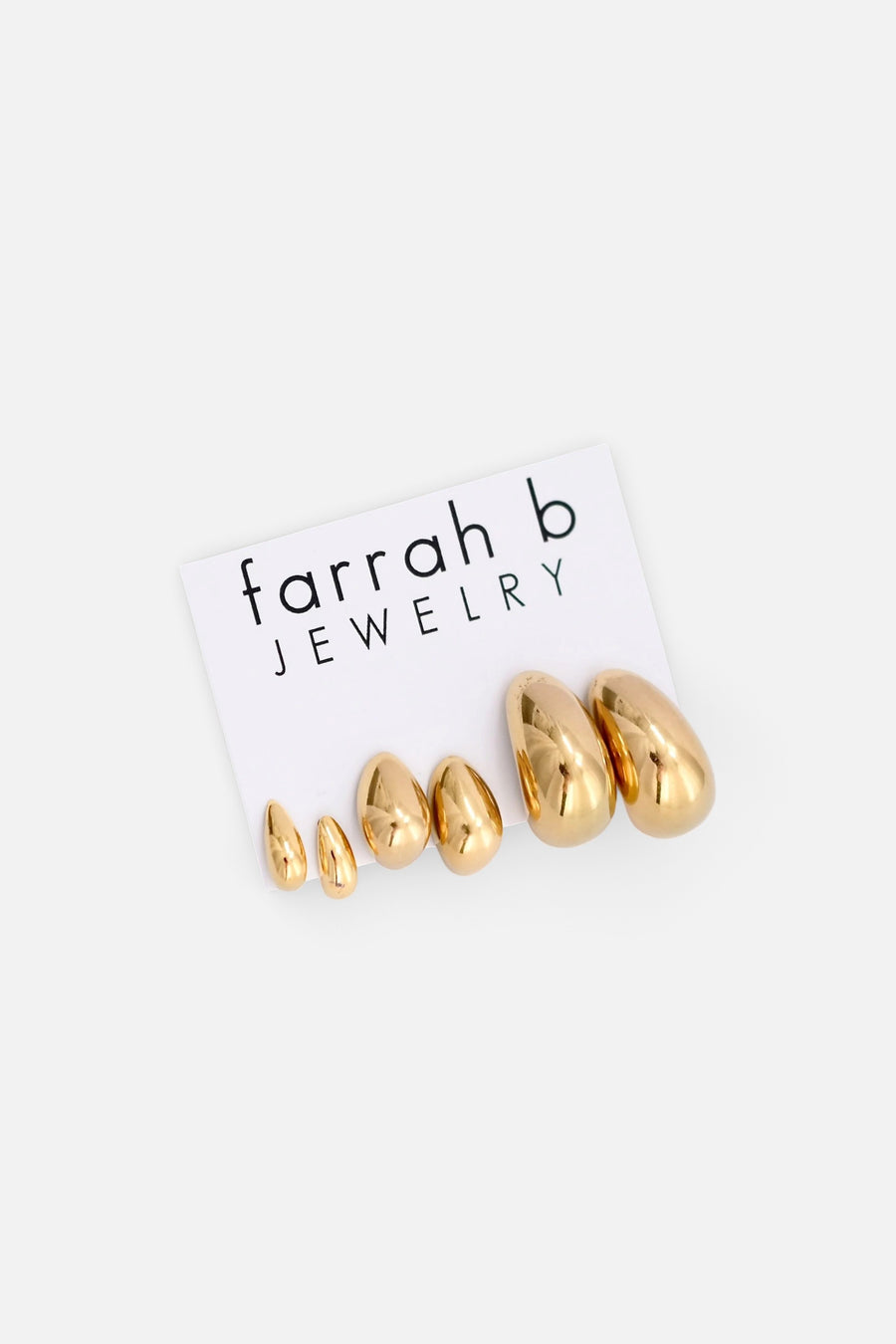 Farrah B Triple Threat 3-Pack Stud Earrings in Gold – back view