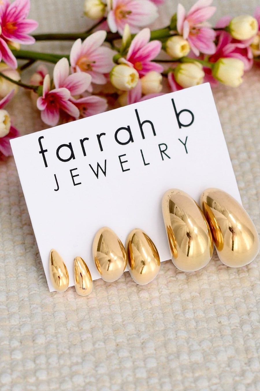 Farrah B Triple Threat 3-Pack Stud Earrings in Gold – back view