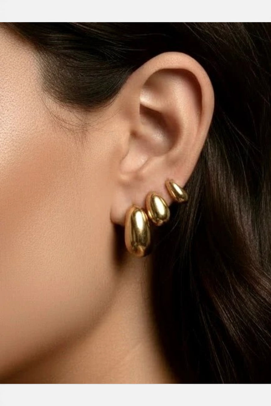Farrah B Triple Threat 3-Pack Stud Earrings in Gold – front view