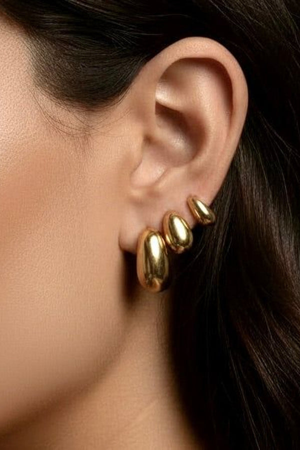 Farrah B Triple Threat 3-Pack Stud Earrings in Gold