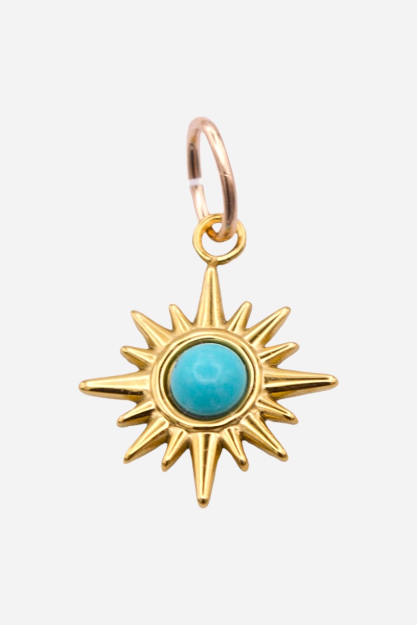 Farrah B Turquoise Sunburst Charm – front view