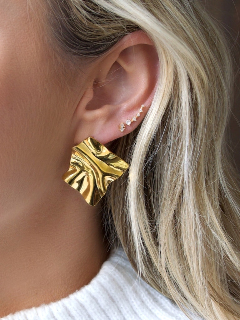 Farrah B Visionary Statement Earrings in Gold – back view