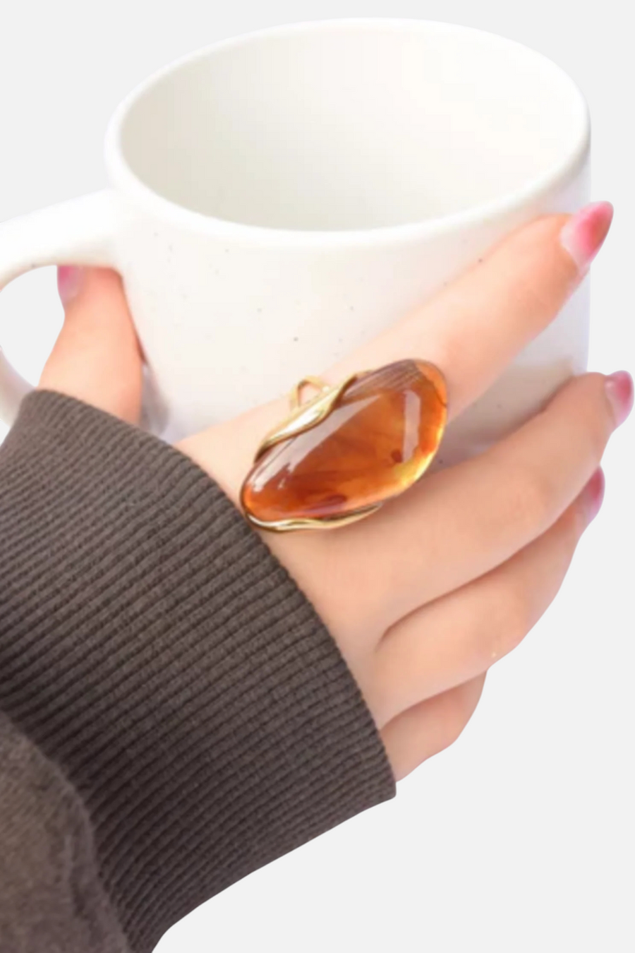 Farrah B Whole Mood Ring in Rich Amber – front view