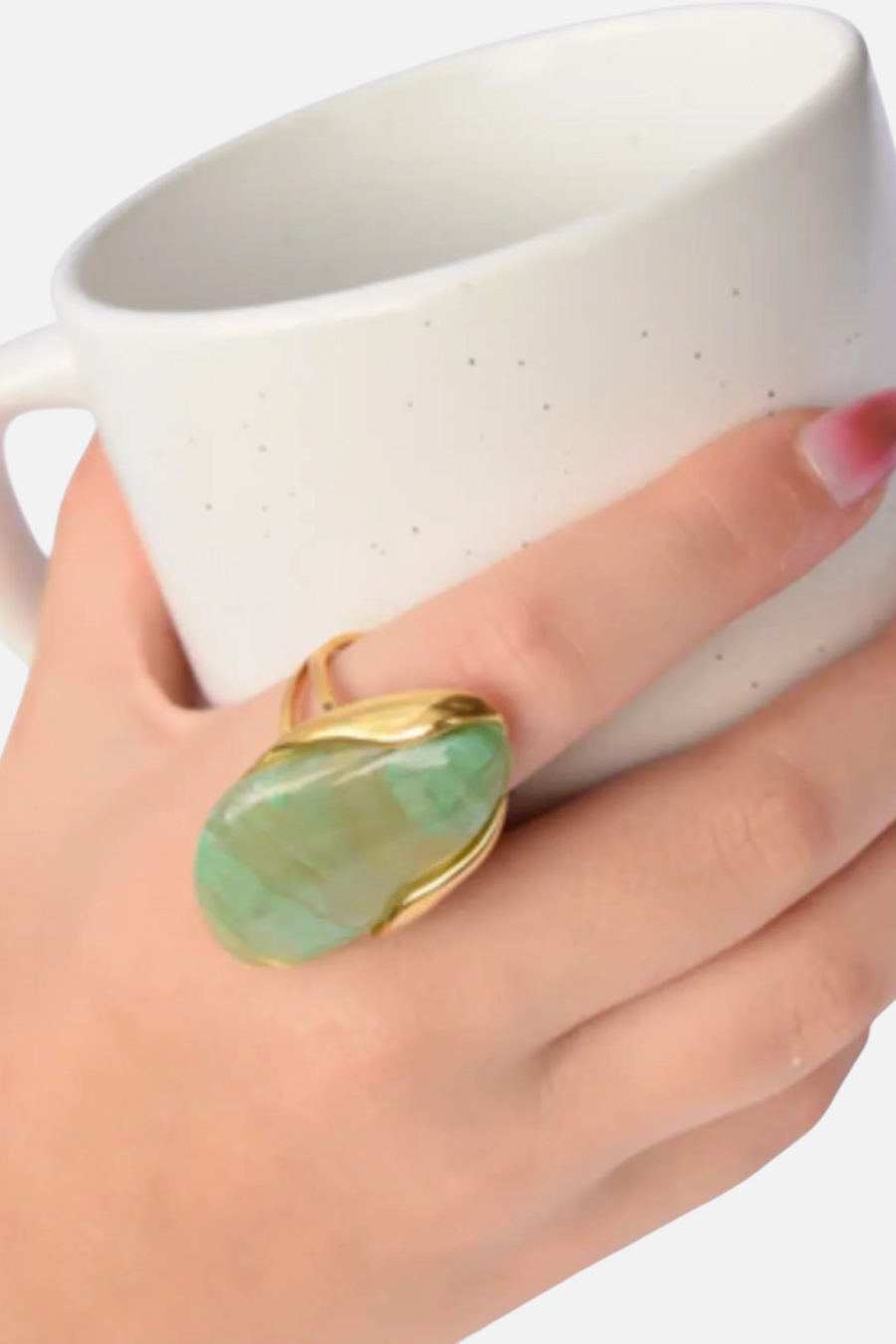 Farrah B Whole Mood Ring in Soft Light Green – front view