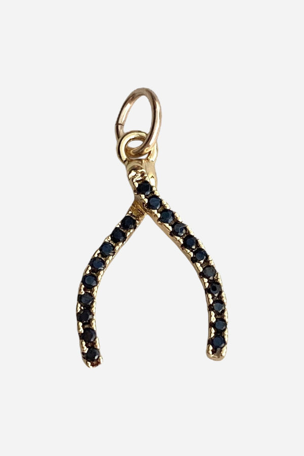 Farrah B Wishbone Charm - Gold/Black