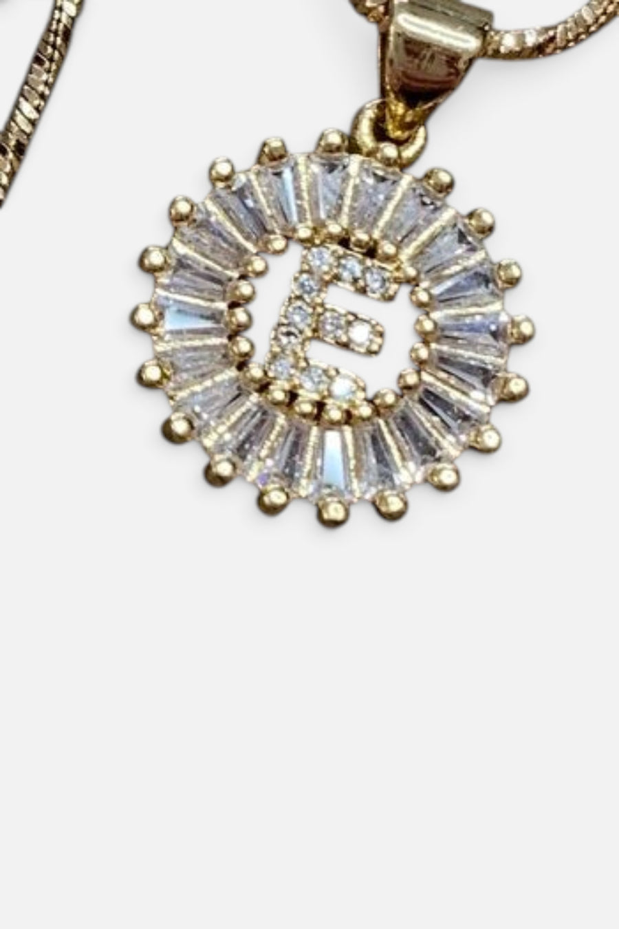 Farrah B Yours Truly Initial Necklace in Gold - Letter E – front view
