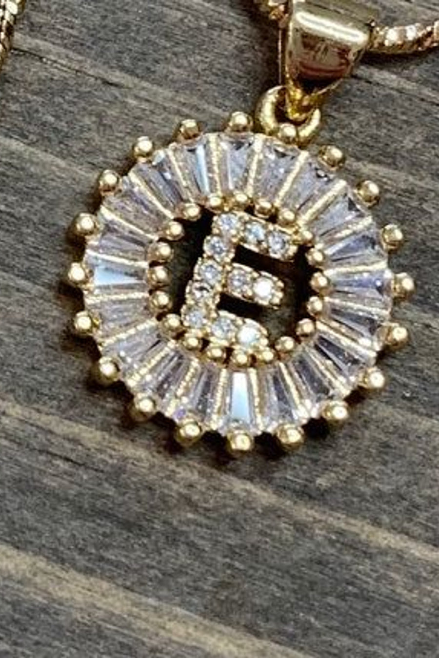 Farrah B Yours Truly Initial Necklace in Gold - Letter E – front view