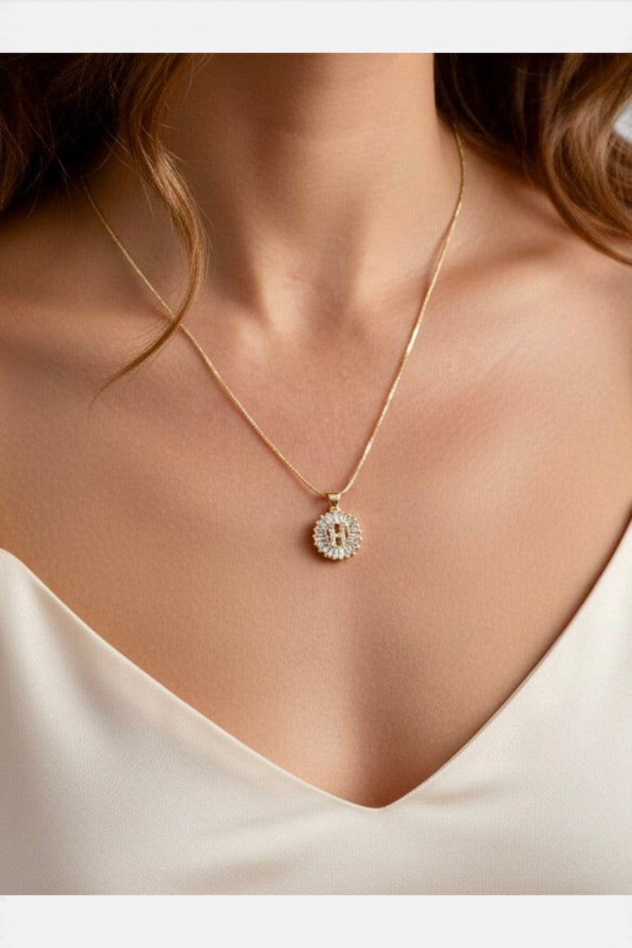 Farrah B Yours Truly Initial Necklace in Gold - Letter H – front view