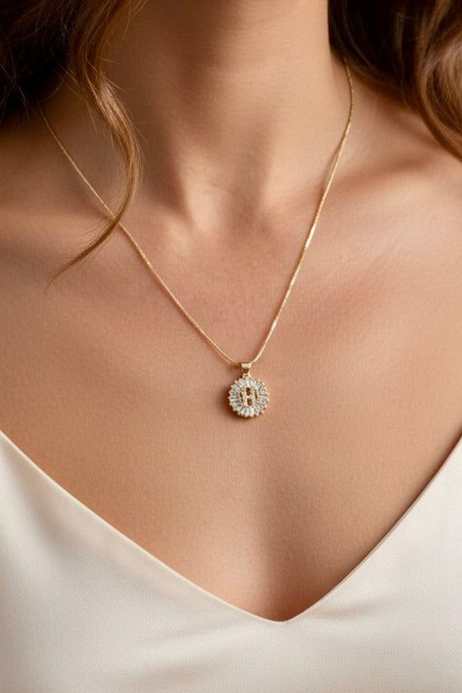 Farrah B Yours Truly Initial Necklace in Gold - Letter H – front view