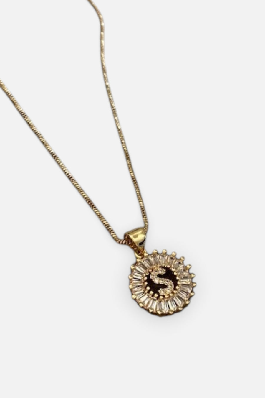 Farrah B Yours Truly Initial Necklace in Gold - Letter S – front view