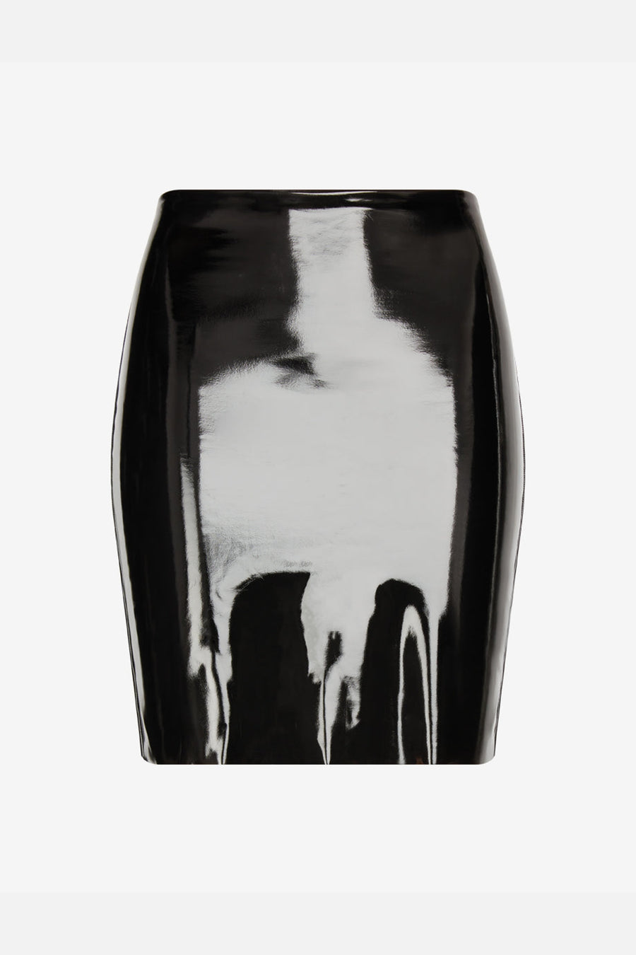 Faux Patent Leather Mini Skirt in Black – side view