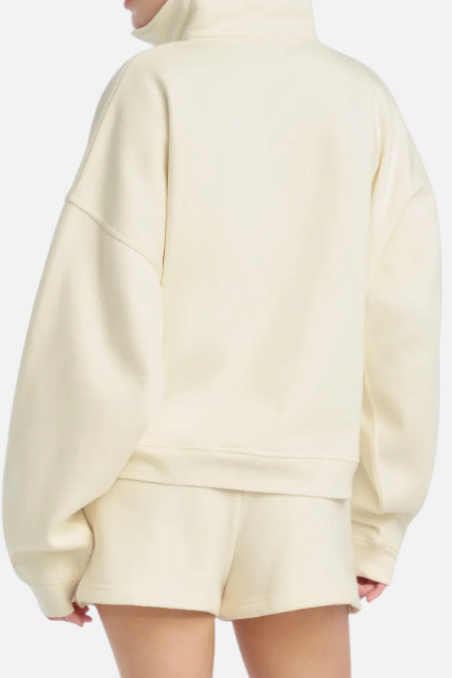 Favorite Daughter Hal Half Zip Sweatshirt in Gardenia & Light Sage