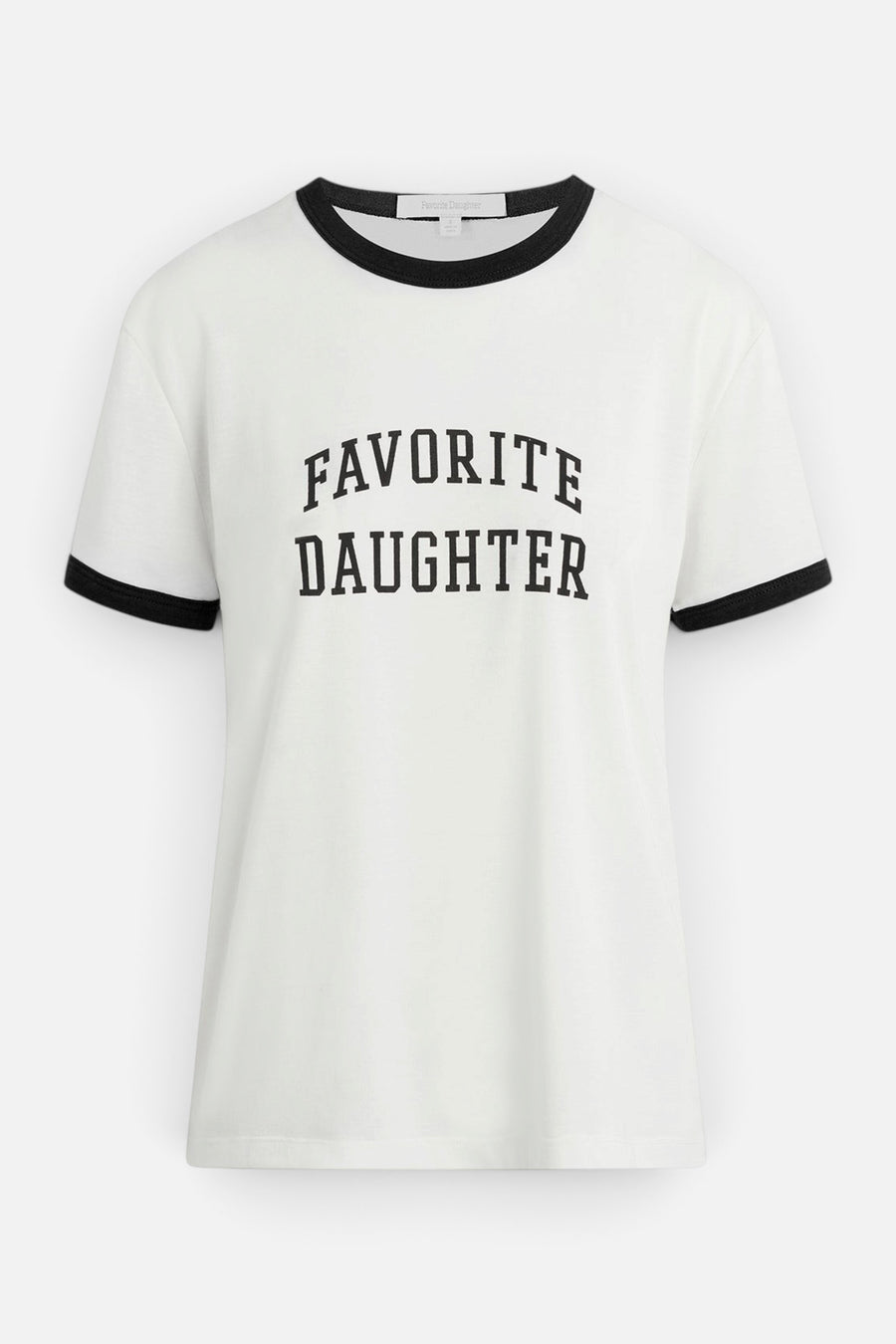 Favorite Daughter Collegiate Ringer Tee in White Black – front view