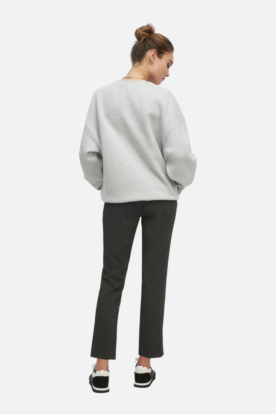 Favorite Daughter Collegiate Sweatshirt in Heather Grey & Light Blue – side view