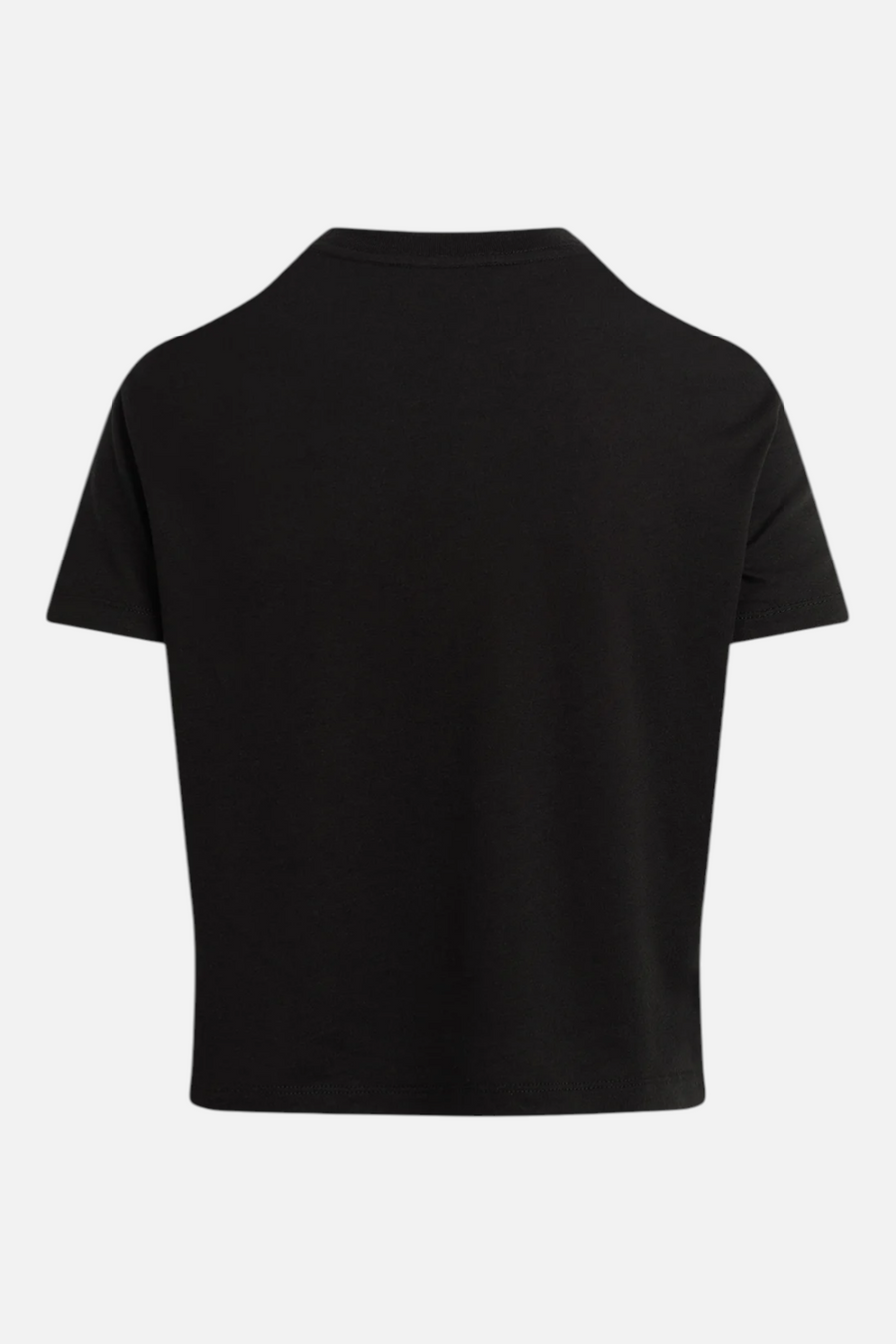 Favorite Daughter Crop Collegiate Tee in Black & Pale Pink – back view