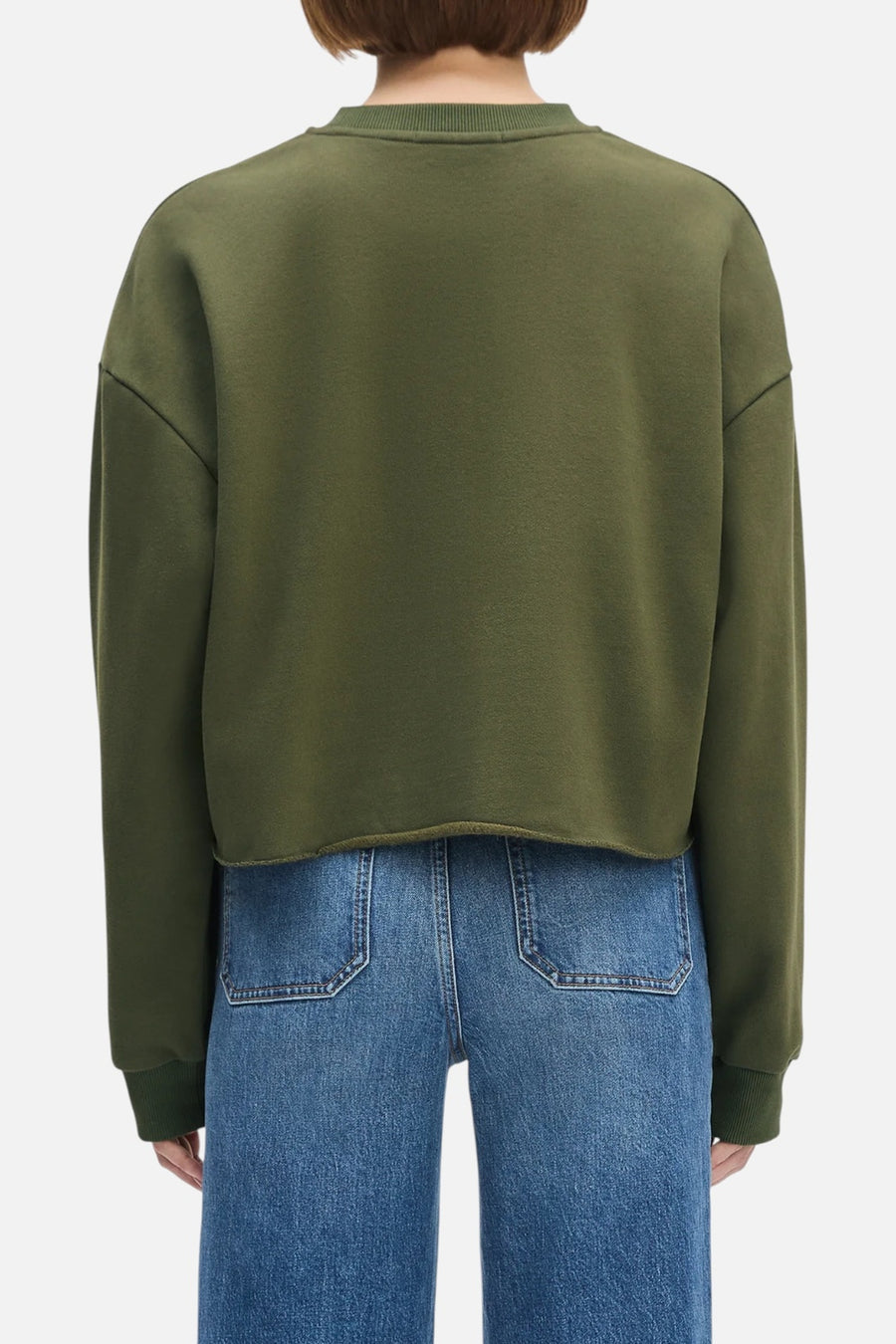 Favorite Daughter Cropped Collegiate Sweatshirt in Smoketree Gardenia – back view