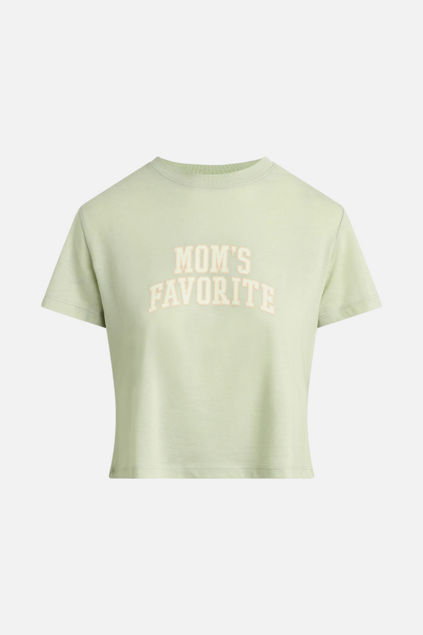 Favorite Daughter Cropped Mom's Favorite Tee in Light Sage & White