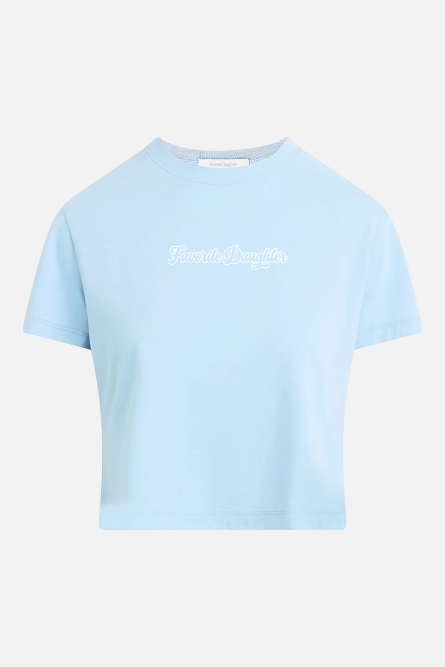 Favorite Daughter Cropped Varsity Tee in Sea Blue – alternate