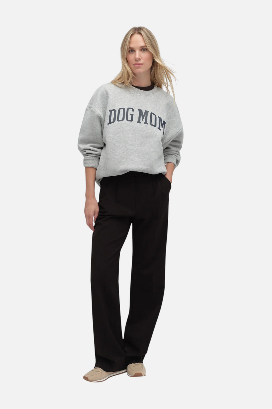 Favorite Daughter Dog Mom Sweatshirt in Heather Grey – front view