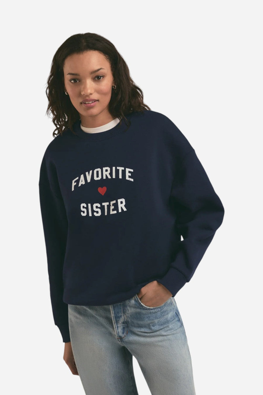 Favorite Daughter Favorite Sister Heart Logo Sweatshirt – side view