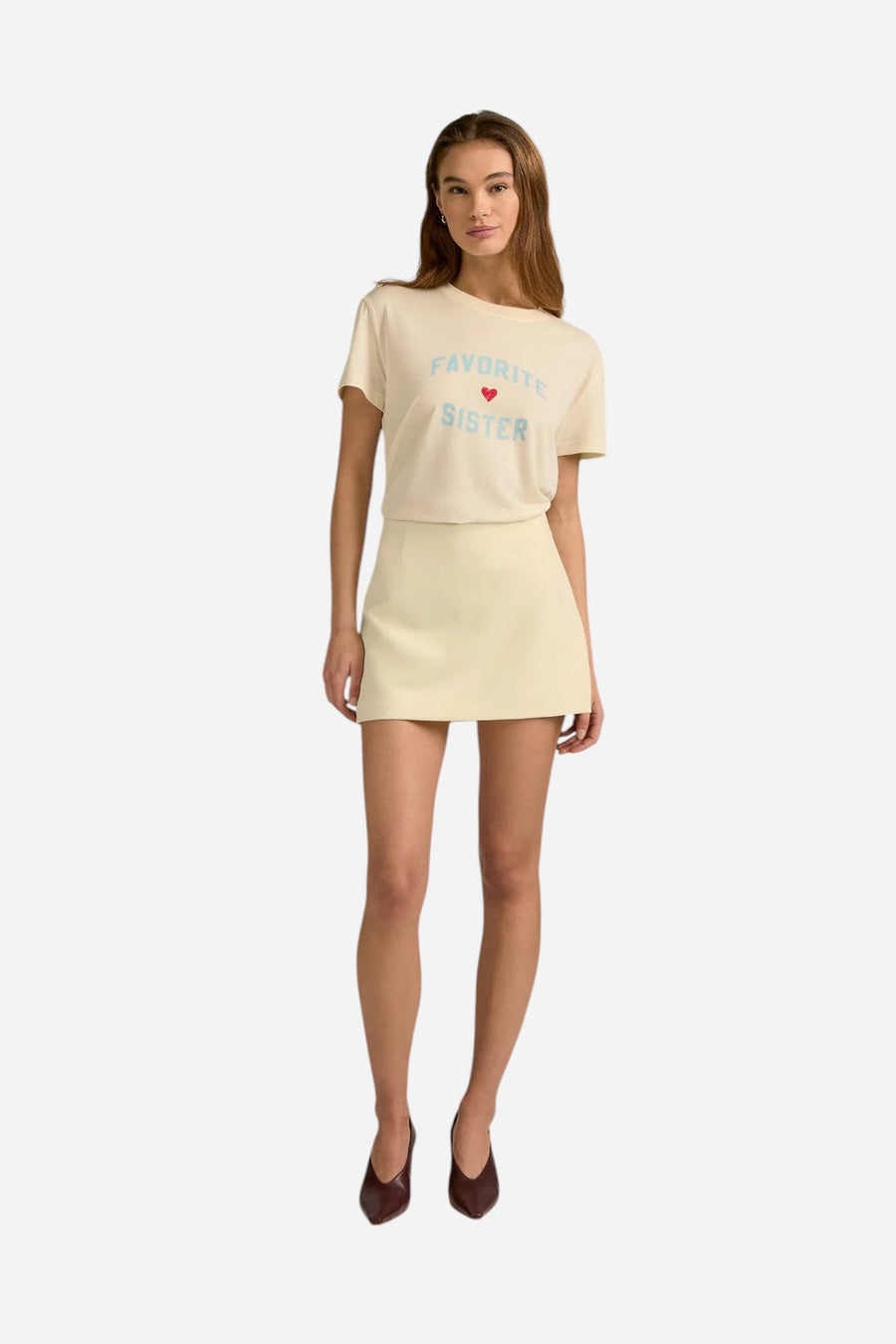Favorite Daughter Favorite Sister Tee in Gardenia & Blue – back view