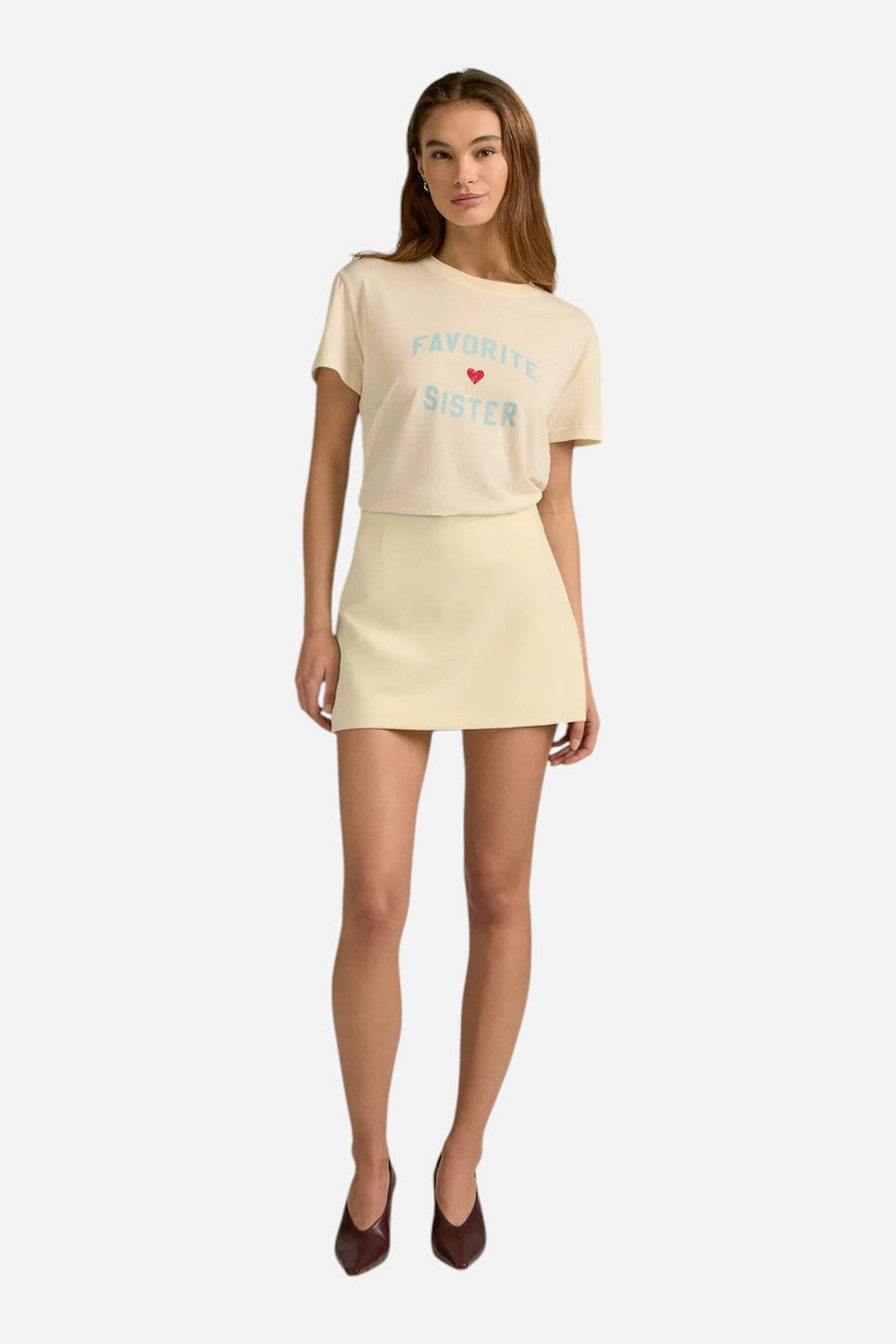 Favorite Daughter Favorite Sister Tee in Gardenia & Blue – side view