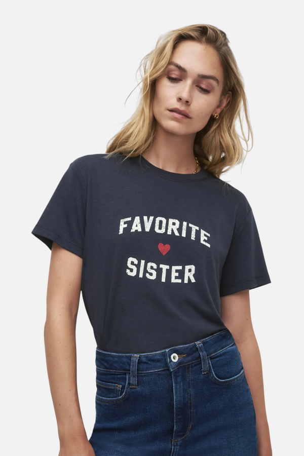 Favorite Daughter Favorite Sister Tee in Navy & Gardenia