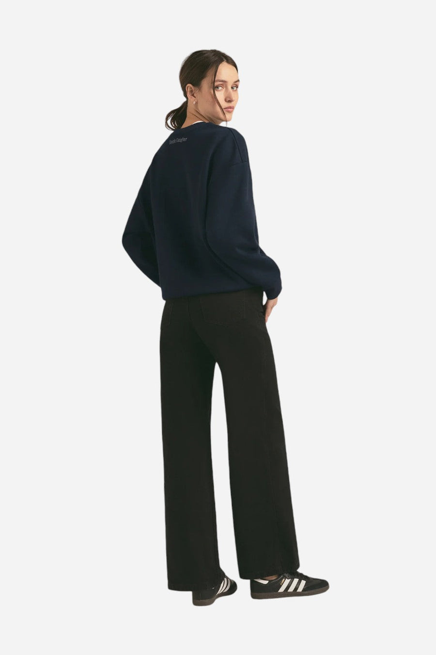Favorite Daughter Favorite Teacher Sweatshirt Navy – flat lay
