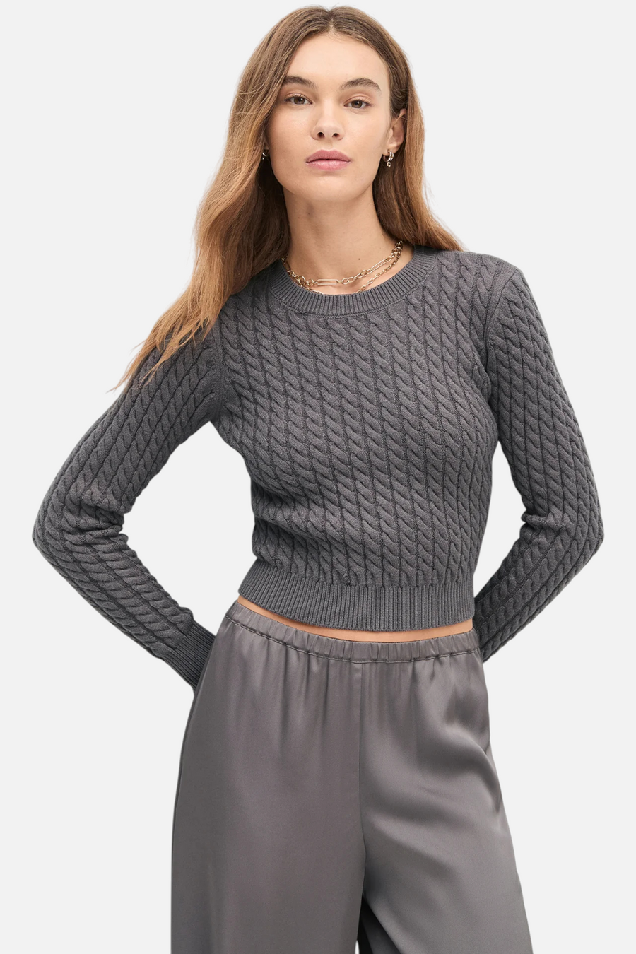 Favorite Daughter Feel Good Sweater in Grey Shadow – front view