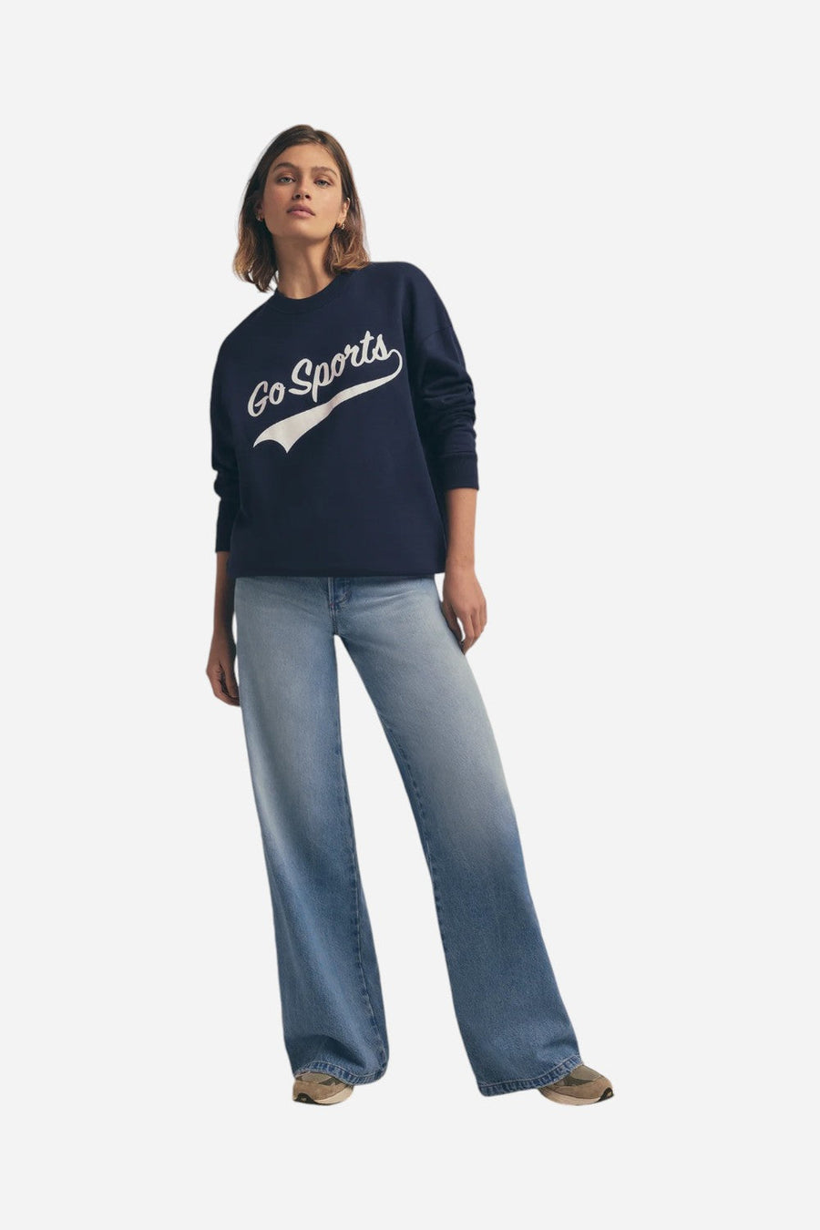 Favorite Daughter Go Sports Sweatshirt Navy – flat lay