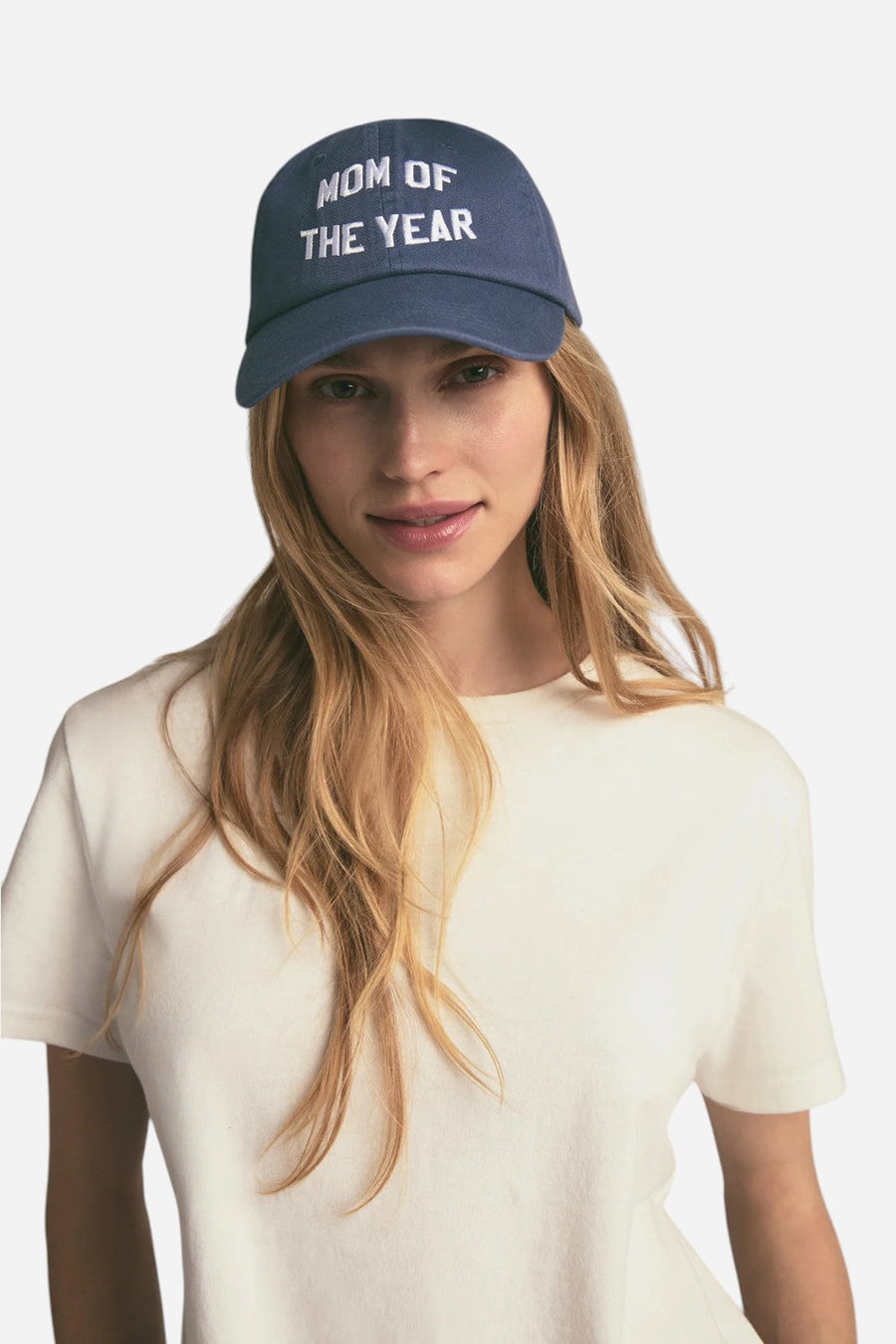 Favorite Daughter Mom of the Year Baseball Hat in Navy – detail