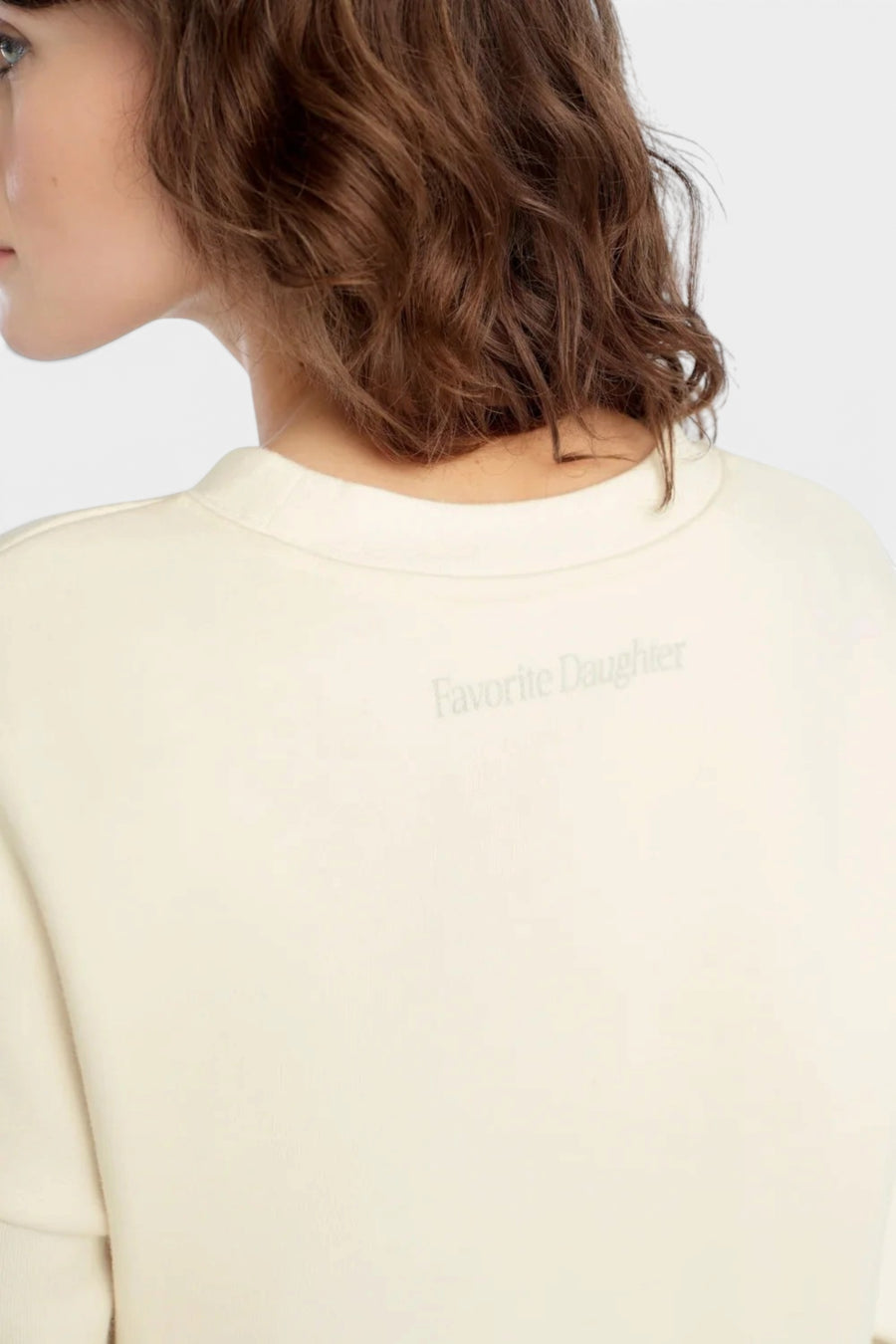 Favorite Daughter Mom Of The Year Sweatshirt in Gardenia & White Sage – back view
