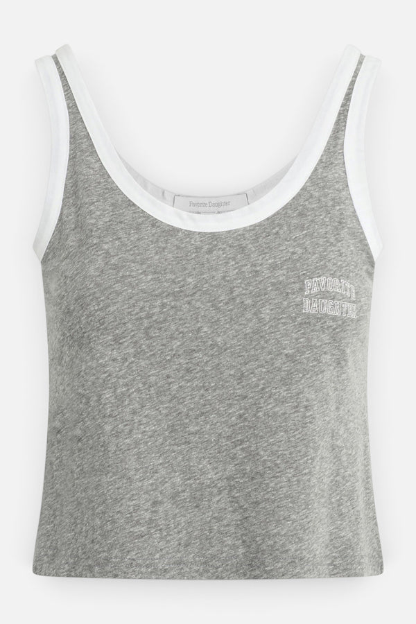 Favorite Daughter Ringer Tank in Heather Grey / White