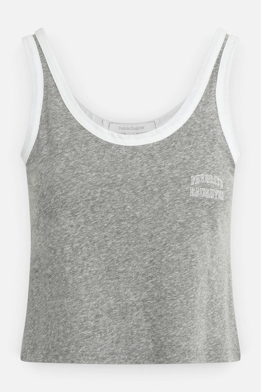 Favorite Daughter Ringer Tank in Heather Grey / White – front view