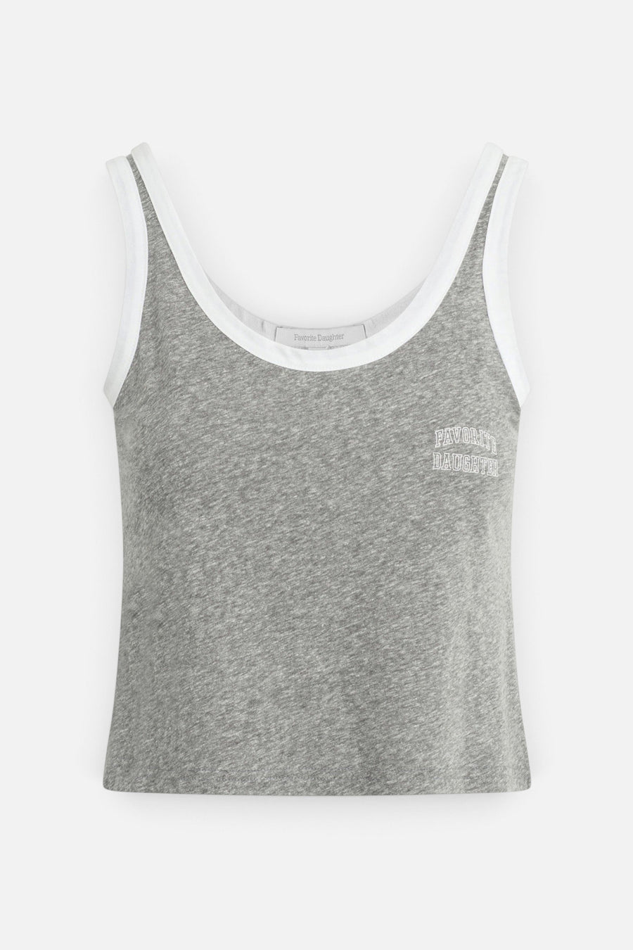 Favorite Daughter Ringer Tank in Heather Grey / White – front view