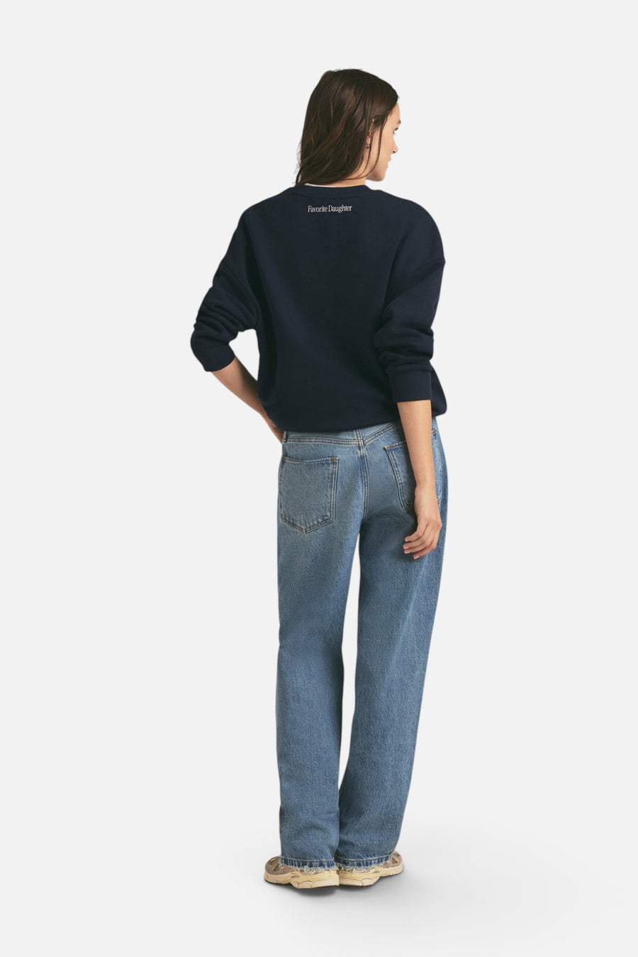 Favorite Daughter Sports Mom Sweatshirt in Navy – flat lay