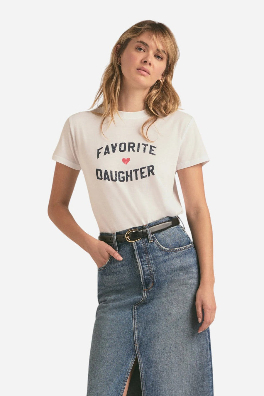 Favorite Daughter Tee in White – on model