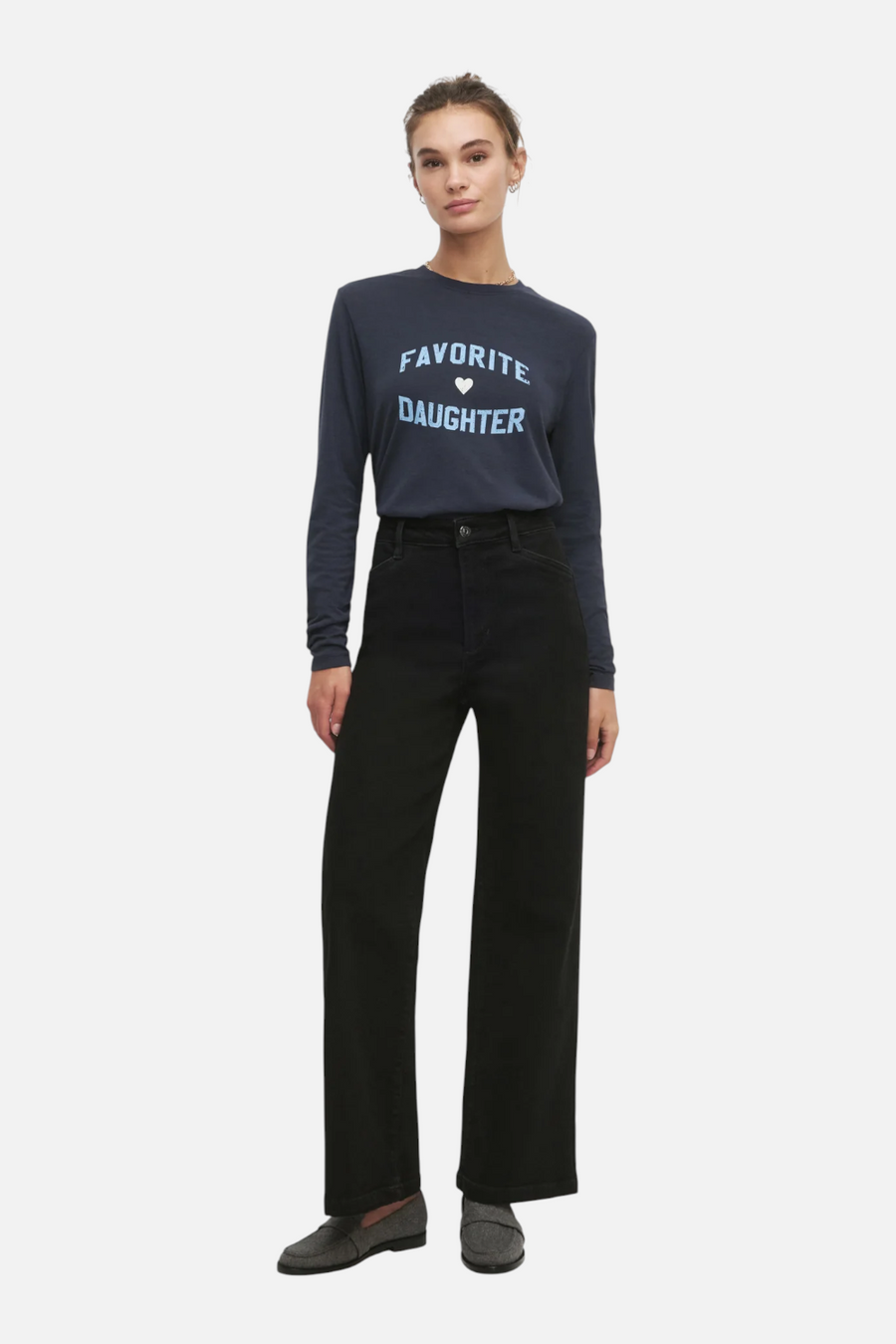 Favorite Daughter The Favorite Daughter Long Sleeve Tee in Navy & Light Blue – back view