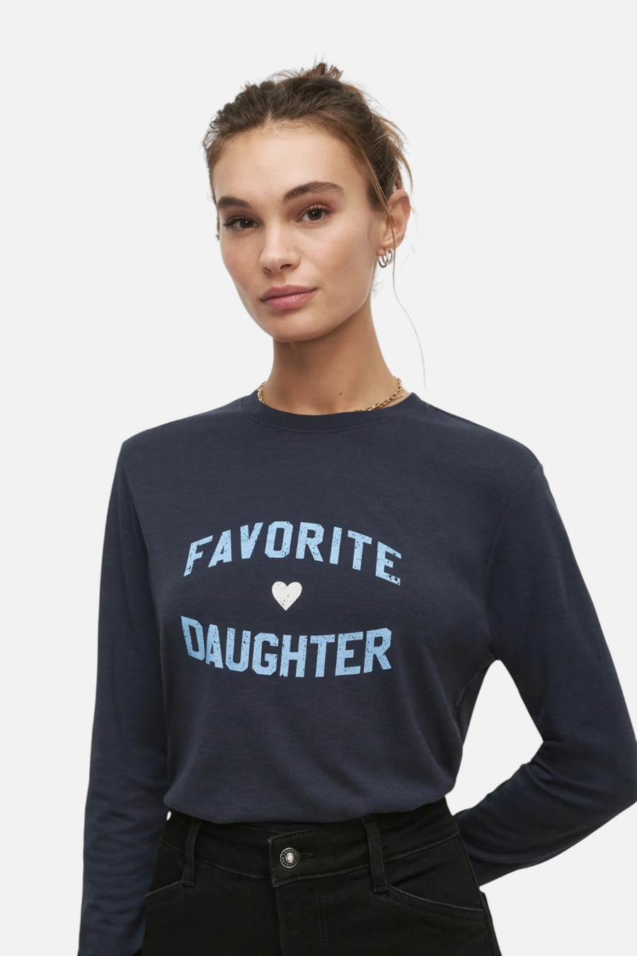 Favorite Daughter The Favorite Daughter Long Sleeve Tee in Navy & Light Blue – front view