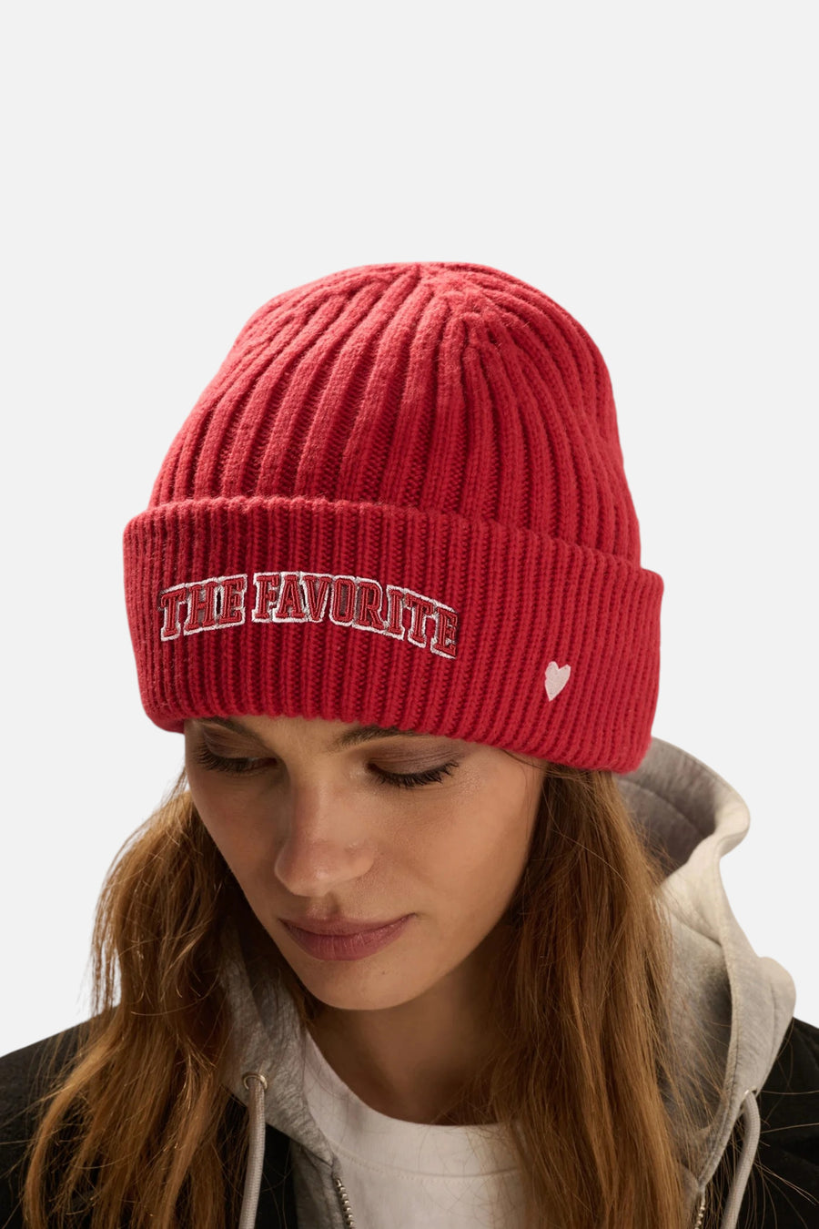 Favorite Daughter The Favorite Logo Beanie in Crimson – side view