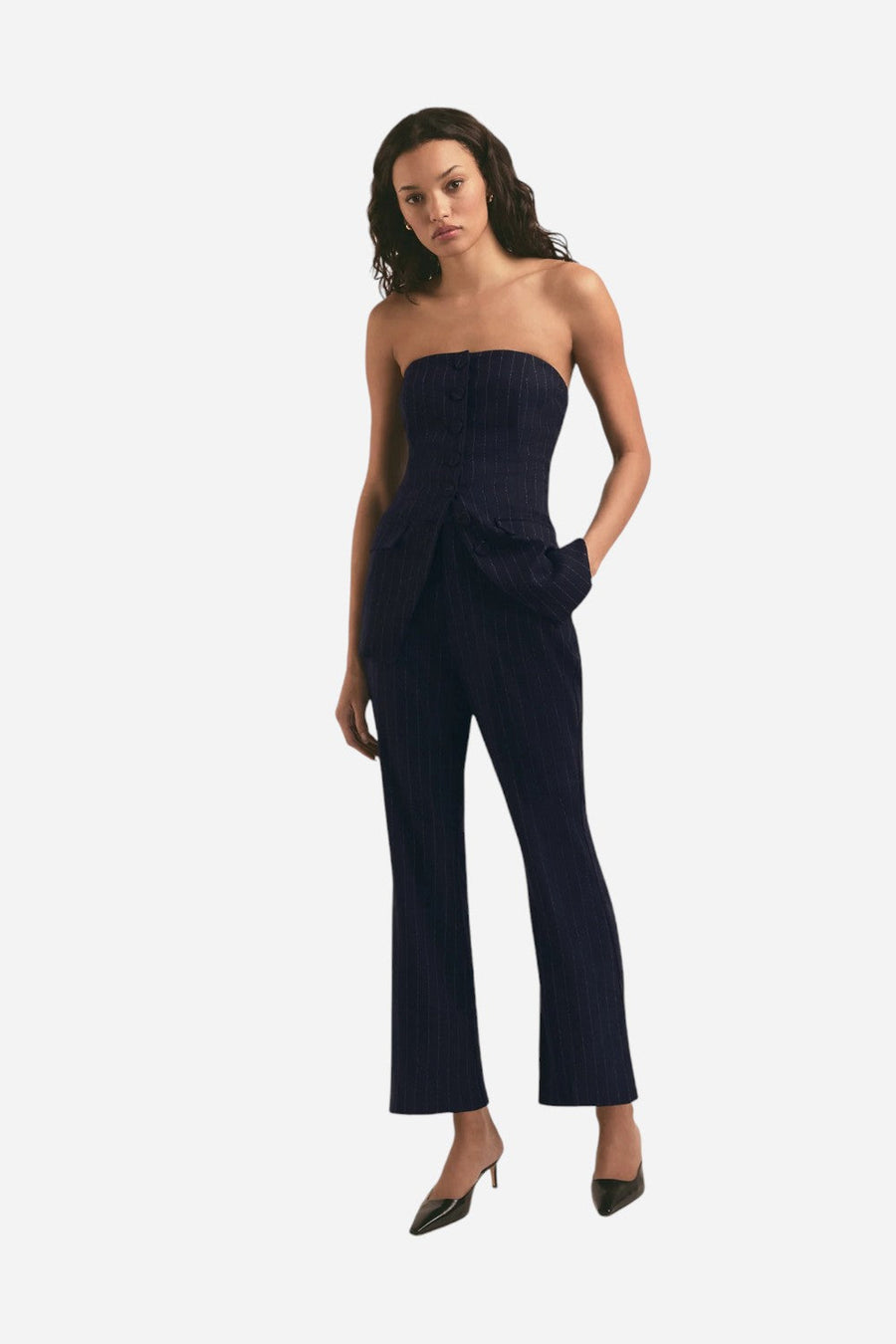 Favorite Daughter The Phoebe Pant Navy Pinstripe – alternate