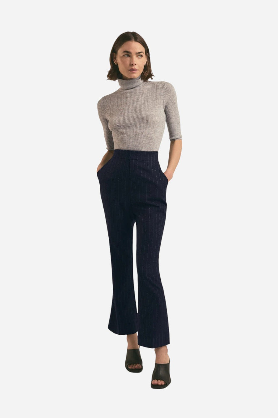Favorite Daughter The Phoebe Pant Navy Pinstripe – side view