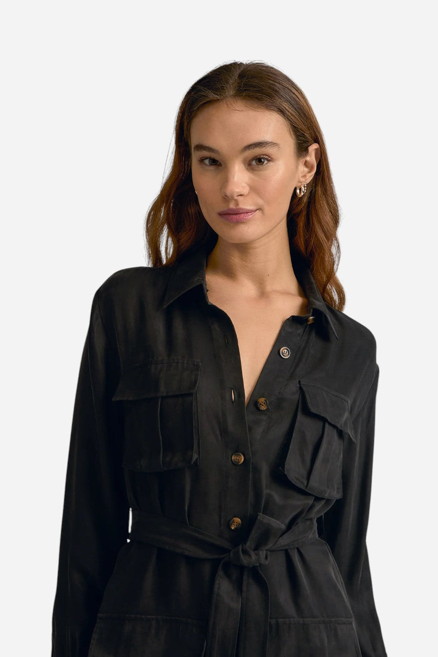 Favorite Daughter The Utility Glamour Dress in Black – back view
