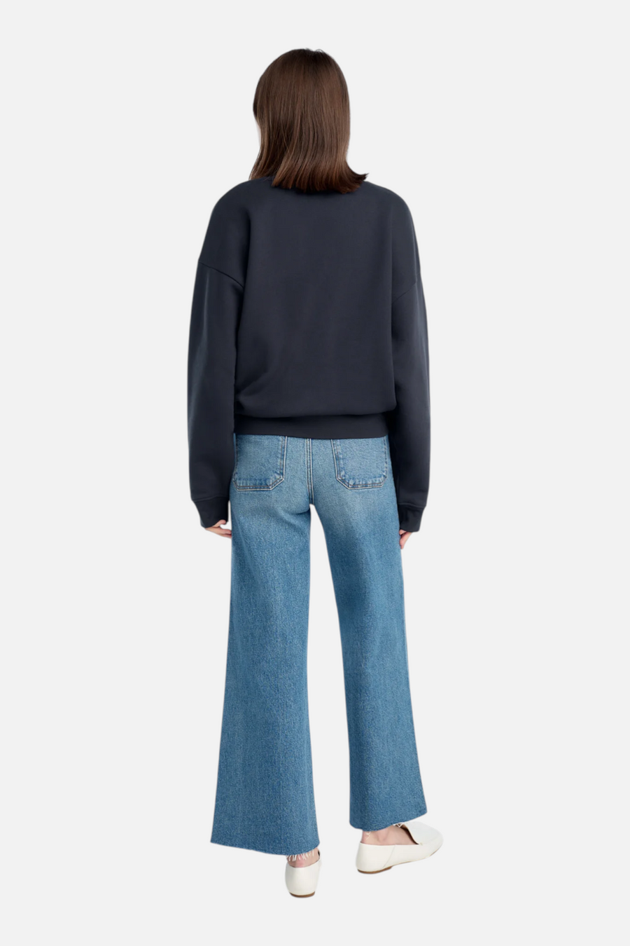Favorite Daughter Varsity Embroidered Sweatshirt in Navy – side view