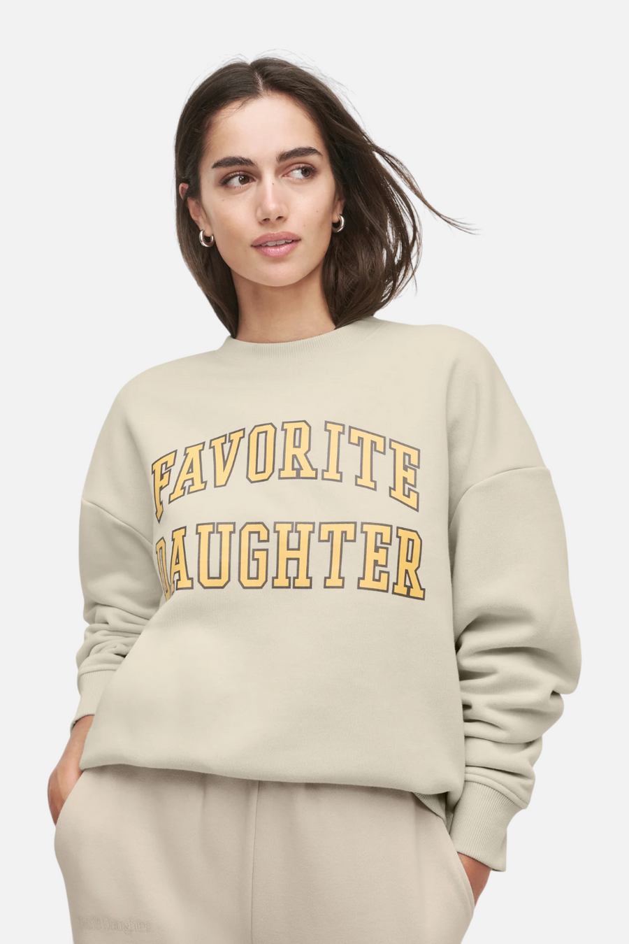 Favorite Daughter Women's Collegiate Sweatshirt Stone Dijon – front view